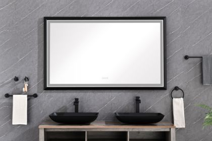 60in. W x 36in. H Oversized Rectangular Black Framed LED Mirror Anti-Fog Dimmable Wall Mount Bathroom Vanity Mirror Wall Mirror